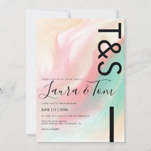 Convite de Casamento Tipografia Mármore Rosa Bold