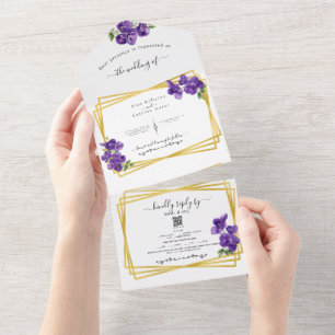 Convite de Casamento Todas as Violetas Roxas Profu