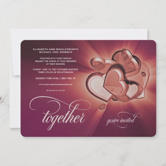 Convite de Casamento Together (Versão 3) (Frente)