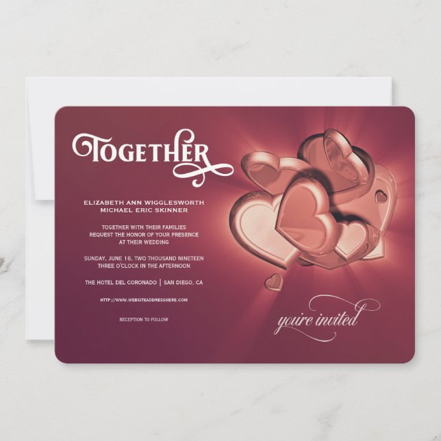 Convite de Casamento Together (Versão 4) (Frente)