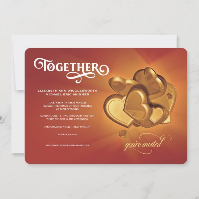 Convite de Casamento Together (Versão 5) (Frente)