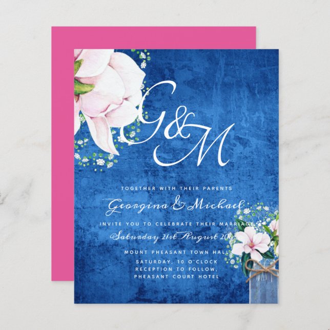 CONVITE DE CASAMENTO Tóquio da Magnolia Rosa do BU (Frente/Verso)