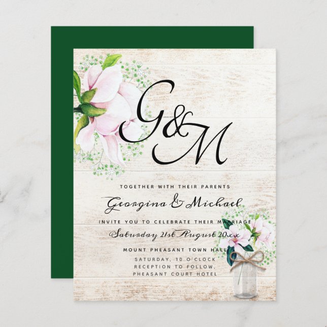 CONVITE DE CASAMENTO Tóquio da Magnolia Rosa do BU (Frente/Verso)