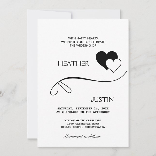 Convite De Casamento Tradicional De Script Minimal (Frente)