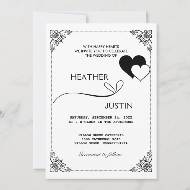 Convite De Casamento Tradicional De Script Minimal (Frente)