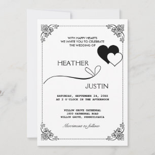 Convite De Casamento Tradicional De Script Minimal