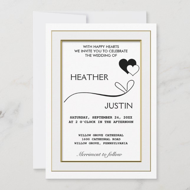 Convite De Casamento Tradicional De Script Minimal (Frente)