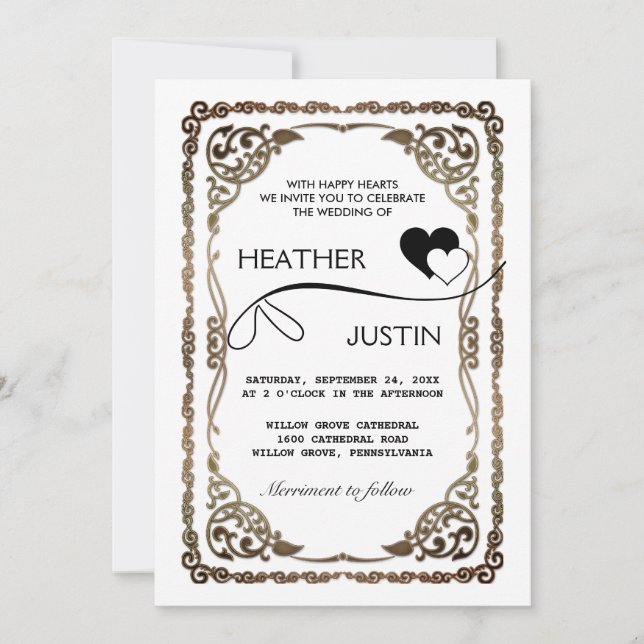 Convite De Casamento Tradicional De Script Minimal (Frente)