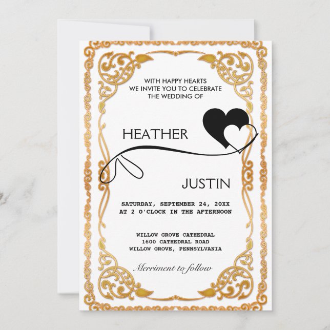 Convite De Casamento Tradicional De Script Minimal (Frente)