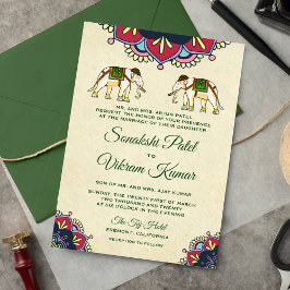 Convite de Casamento Tradicional Indiano com Elefa