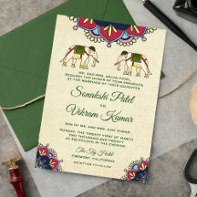 Convite de Casamento Tradicional Indiano com Elefa