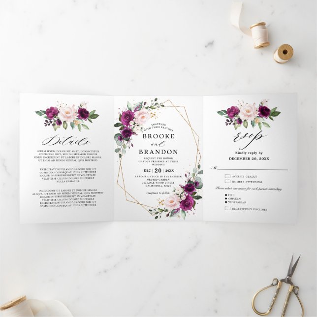 Convite de casamento Três Vezes Geométrico de Marf (Dentro)