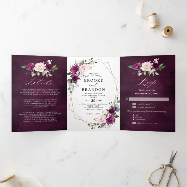 Convite de casamento Três Vezes Geométrico de Marf (Dentro)