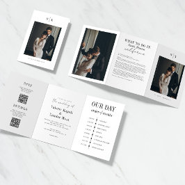 Convite de Casamento Tri-Fold com Foto Detalhada e