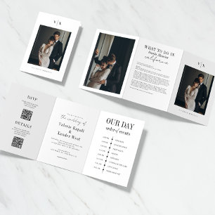 Convite de Casamento Tri-Fold com Foto Detalhada e