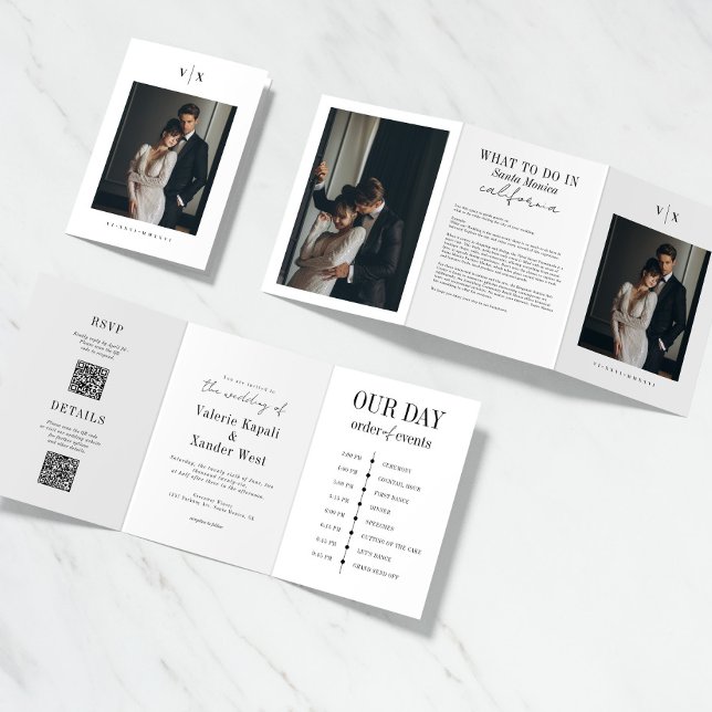 Convite de Casamento Tri-Fold com Foto Detalhada e (Criador carregado)