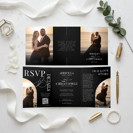 Convite de Casamento Tri-Fold com Foto Elegante