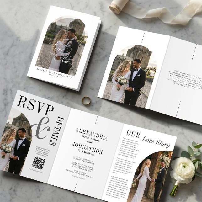 Convite de Casamento Tri-Fold Era Uma Vez (Once Upon a Time Wedding Tr-Fold Invitation )