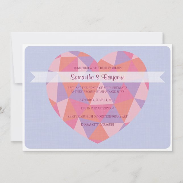 Convite de Casamento Triangle Heart (Frente)