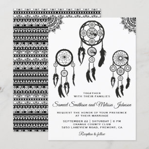 Convite de Casamento Tribal Boho Dream Catcher
