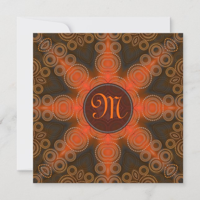 Convite de Casamento Tribal Eclipse Solar Monogram (Frente)