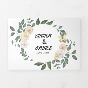 Convite De Casamento Triplo In-One De Folha De Vol