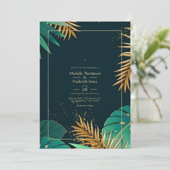Convite de Casamento Tropical (Em pé/Frente)
