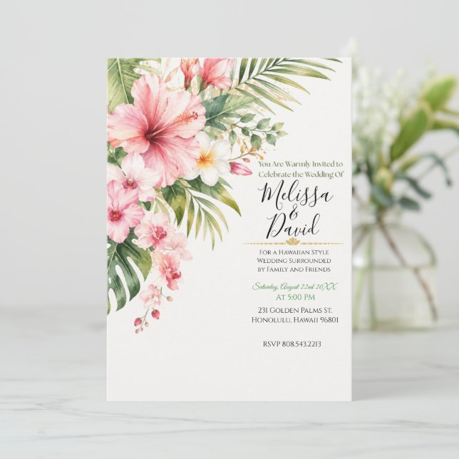 Convite de Casamento Tropical (Em pé/Frente)