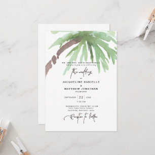 Convite de Casamento Tropical Aquarela Branco
