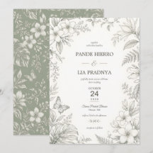 Convite de Casamento Tropical Bali Plumeria