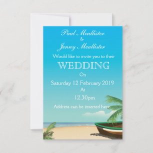 Convite de casamento tropical barco de pesca antig