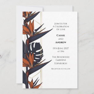 Convite de Casamento Tropical Bird of Paradise