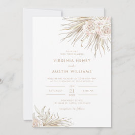 Convite de Casamento Tropical Boho Aquarela