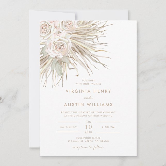 Convite de Casamento Tropical Boho Aquarela (Frente)