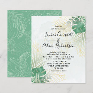 Convite de Casamento Tropical com Aquarela dentro