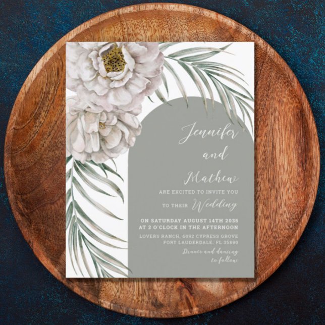 Convite de Casamento Tropical com Folhagem e Arco  (Criador carregado)