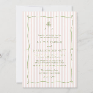 Convite de Casamento Tropical com Palmeira e Faixa