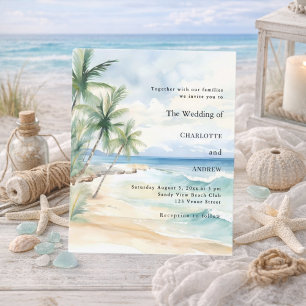 Convite de casamento tropical de destino na praia