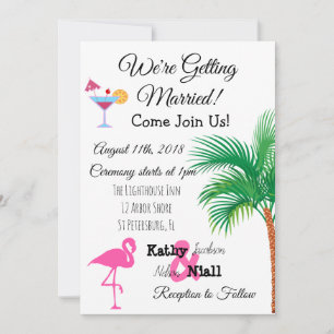 Convite De Casamento Tropical De Flamingo Rosa