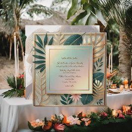 Convite de Casamento Tropical Elegância Moldura Mi