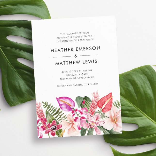 Convite de Casamento Tropical Elegante (Elegant Tropical Floral Wedding Invitation by Painted Paperie
)