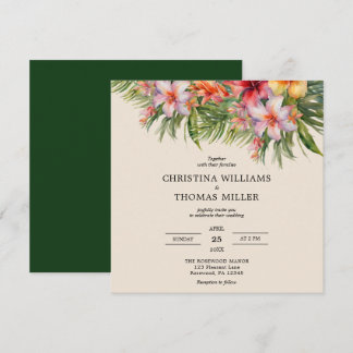 Convite De Casamento Tropical Elegante Watercolor