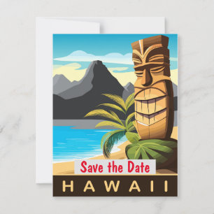 Convite de casamento tropical Hawaii Tiki Beach