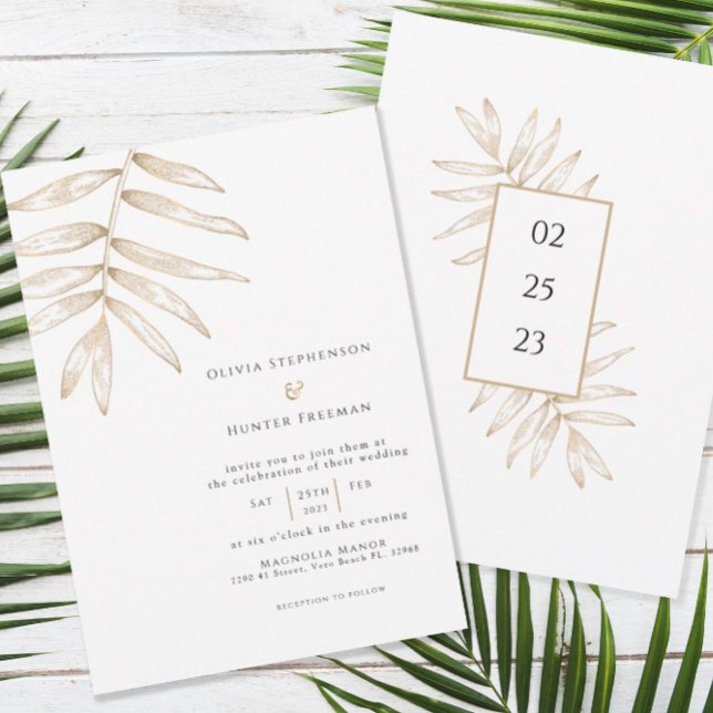 Convite de Casamento Tropical Minimalista (Criador carregado)