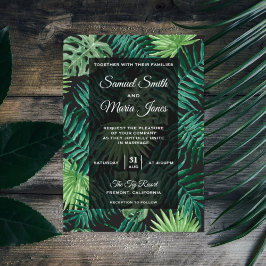 Convite de Casamento Tropical Moderno Folhas de Pa