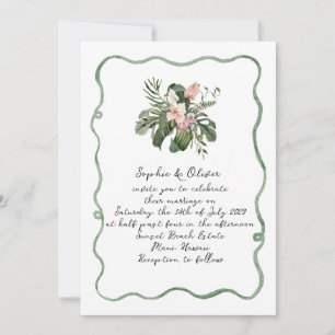 Convite de Casamento Tropical Moderno Orgânico