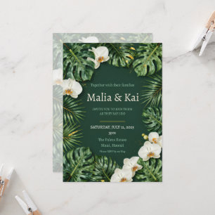 Convite de Casamento Tropical Monstera Orquídea Br