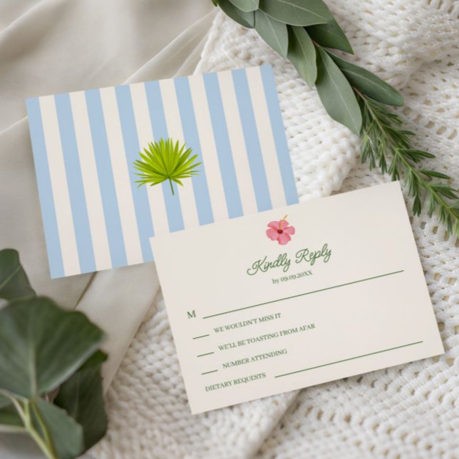 Convite de Casamento Tropical Retrô à Beira-Mar, (Criador carregado)