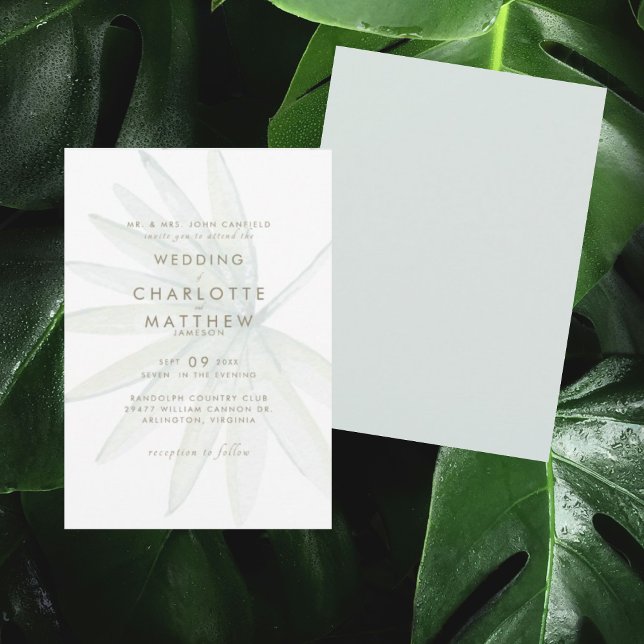 Convite de Casamento Tropical Simples com Haste e  (Criador carregado)