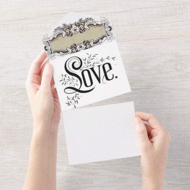 Convite de Casamento Tudo em Um (Aba destacável)